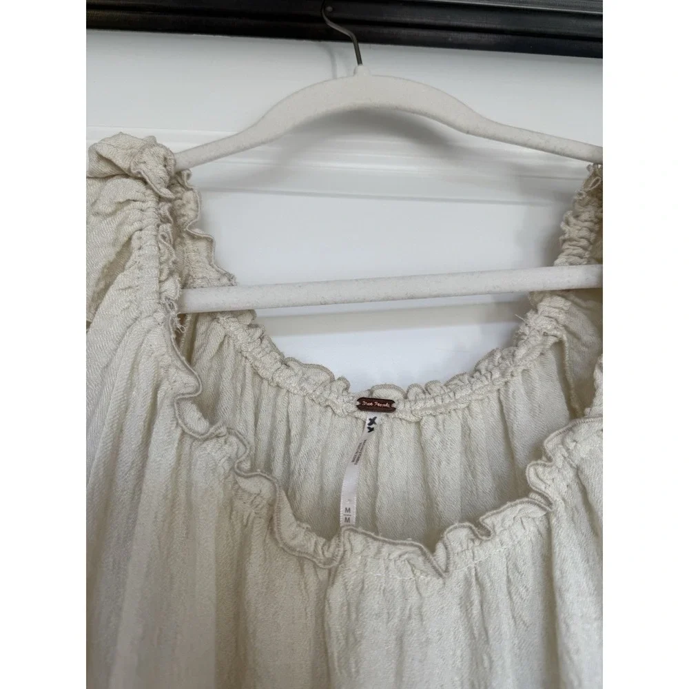 free people celeste cutout flowy mini tunic dress‎ Ivory Size Medium Bohemian